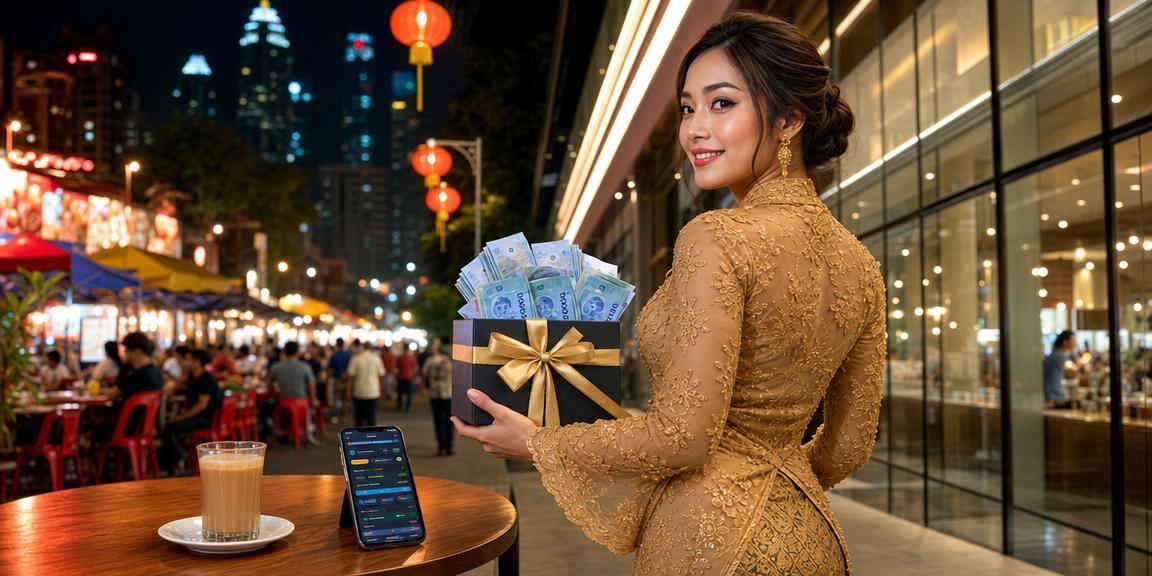 Pemain kasino mudah alih berkebaya di Kuala Lumpur mengakses promosi merchant9 dari telefon