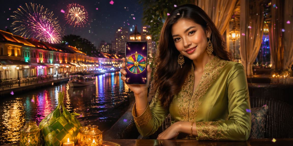 Suasana cabutan bertuah hari raya di Melaka dengan tema perayaan Malaysia